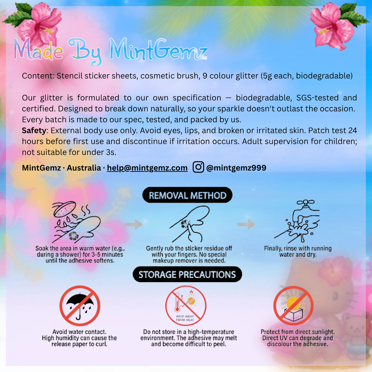 Glitter Tattoo Starter Kit | 6 Sheets + 9 Glitter Colours