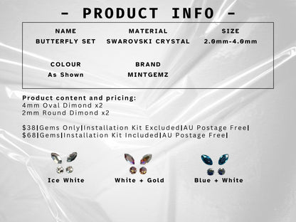 Schmetterling Swarovski Zahn-Schmuckstein-Set | DIY-Kit