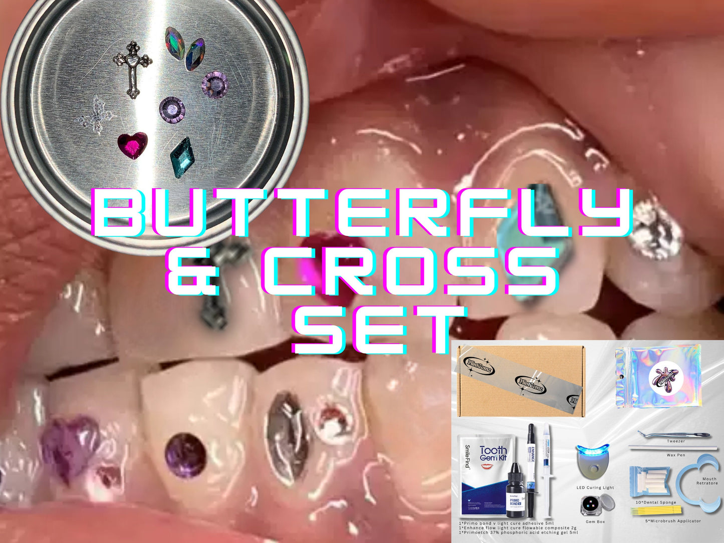 Kit DIY de Strass Dentaires Papillon et Croix