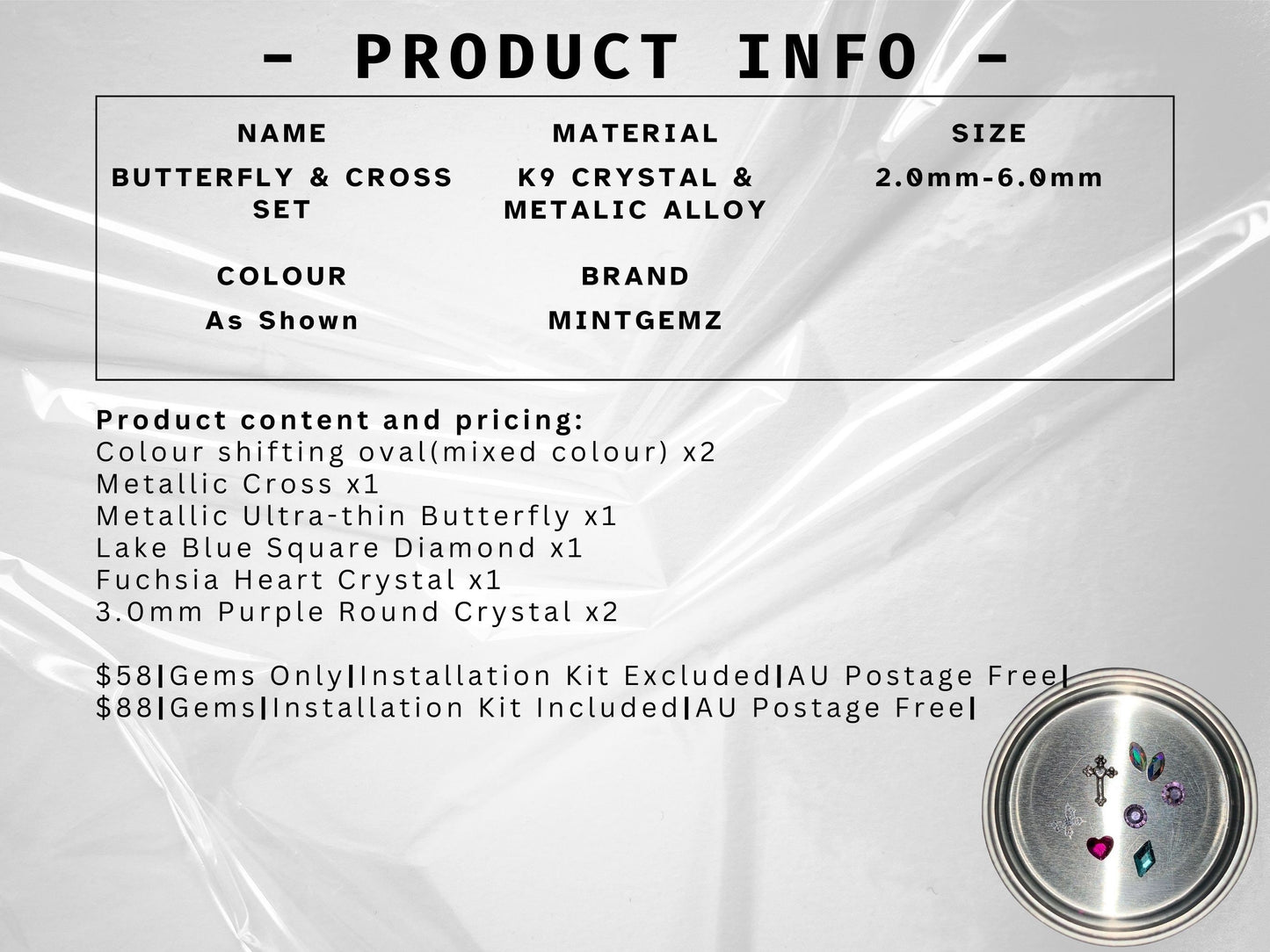 Kit DIY de Strass Dentaires Papillon et Croix