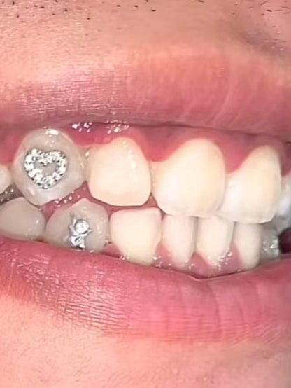Gemme dentaire Cœur en zircon et argent 999