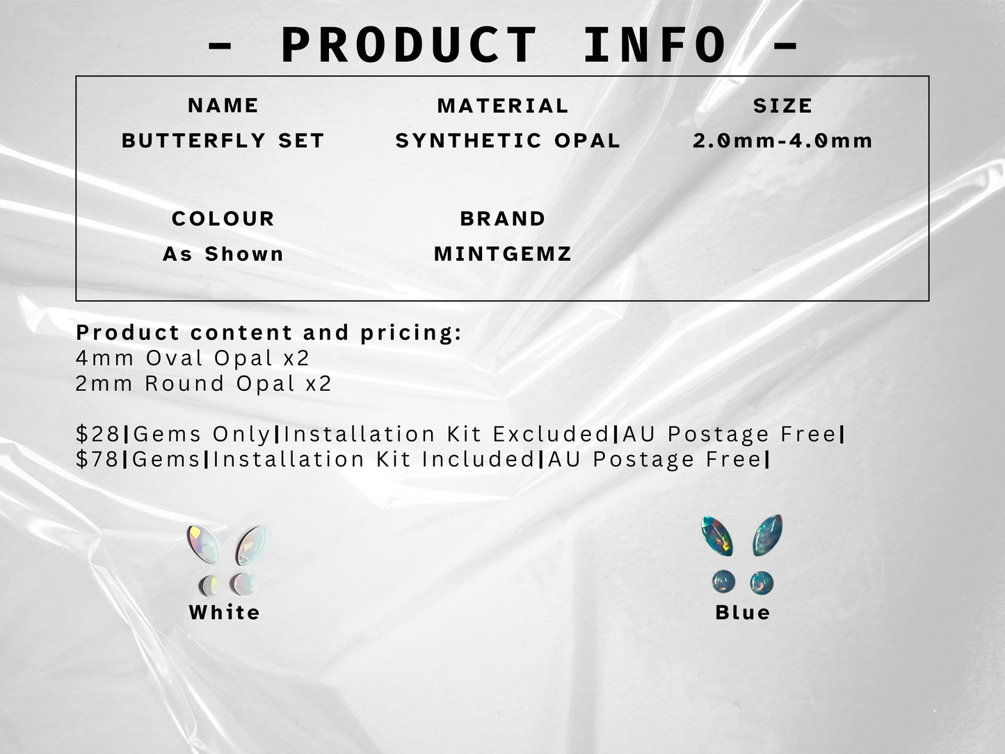 Kit de gemmes dentaires papillon opale