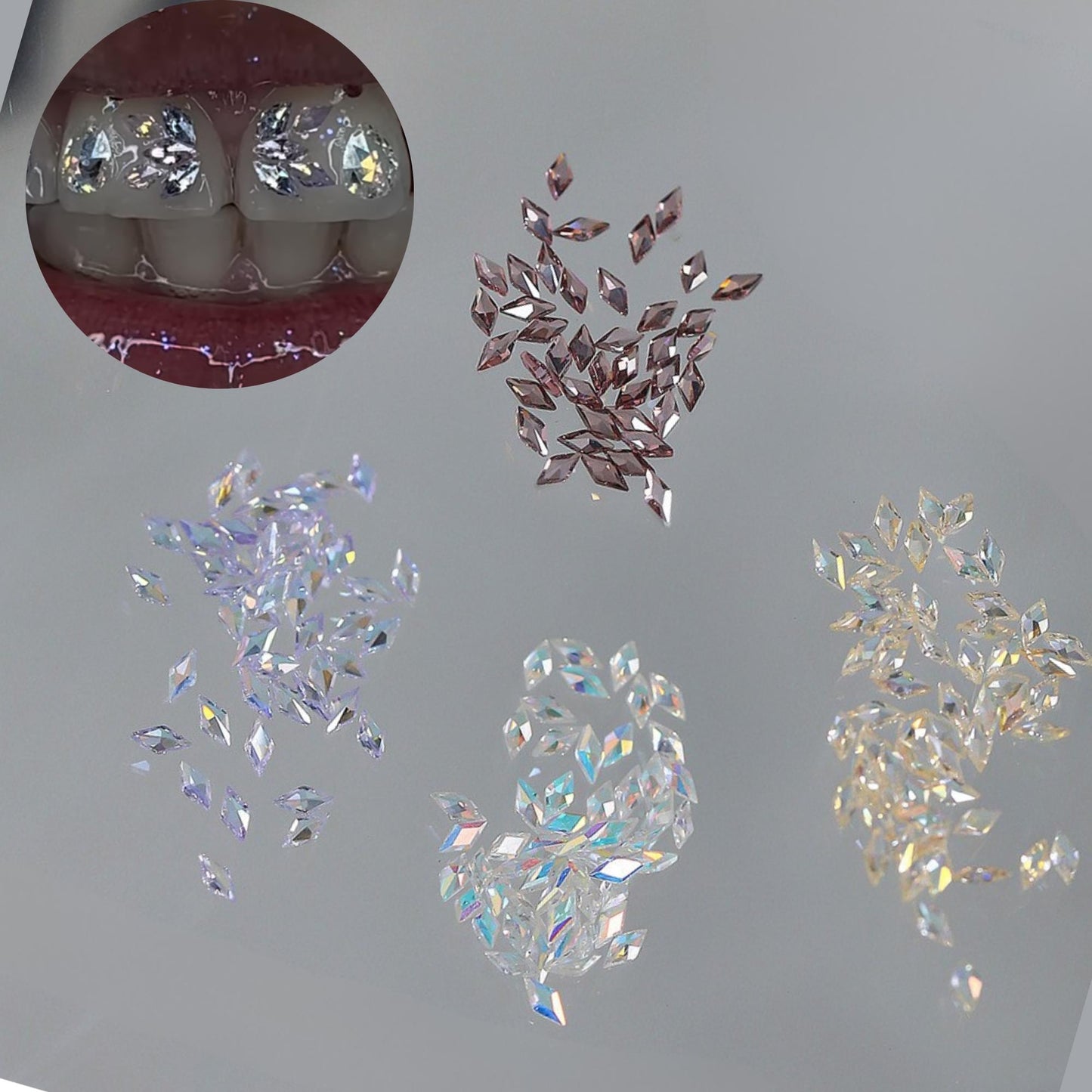 Mikro-Zirkonia-Diamant-Zahnsteine | Transluzentes Flatback-Set