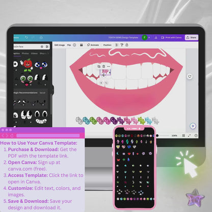 Vorlage für Zahn-Schmuck-Design | Bearbeitbares Canva (Digitaler Download)